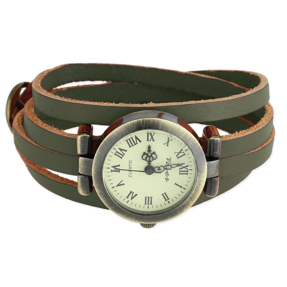 Green Leather Wrap WATCH