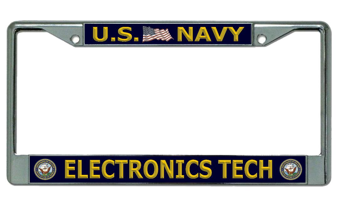U.S. Navy ELECTRONICS Tech Chrome License Plate Frame
