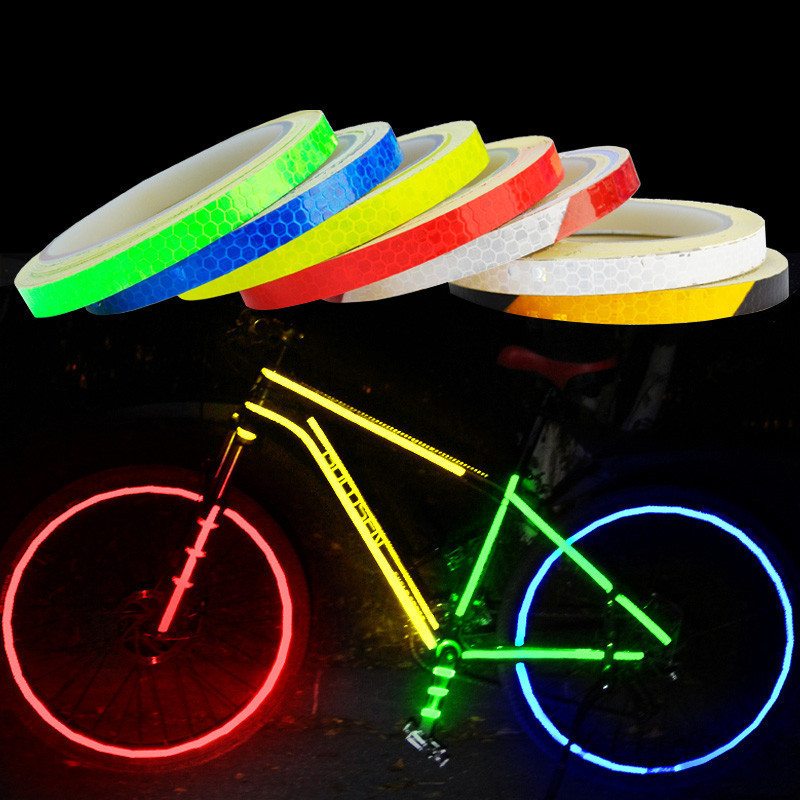 1Cm*8M Bike Stickers Reflective Tape Fluorescent Mtb Bike Bicycle Strips Cycling Mtb Tapes For Bicyc
