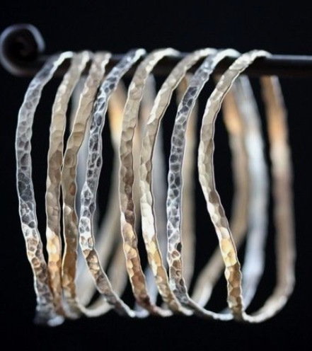 Wholesale Women'S Geometric Gold And Silver Embossed Bracelet JEWELRY Set Of 6