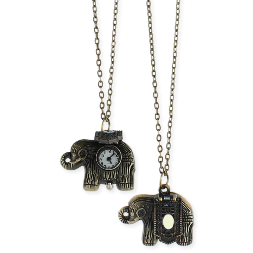 Gold Elephant WATCH Necklace